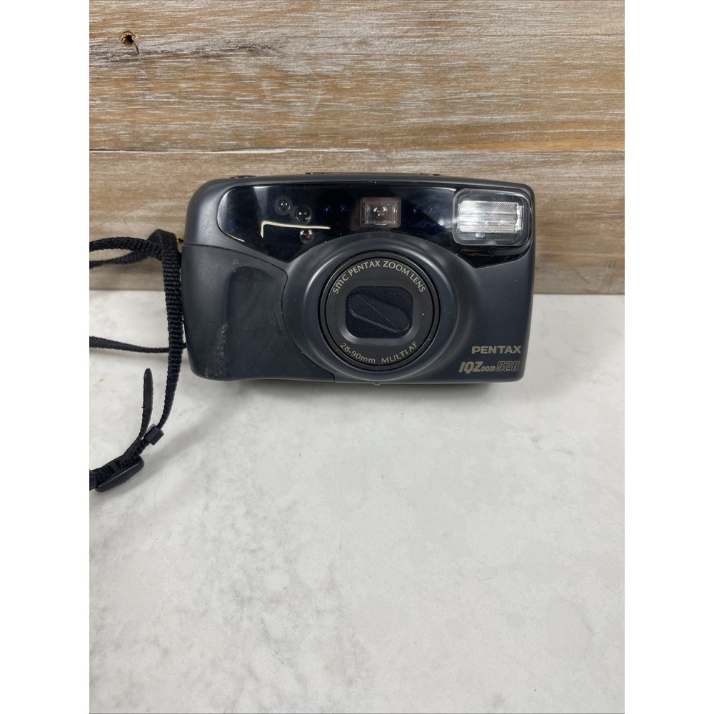 Vintage Pentax IQZoom 120 Film Camera Black 38-120mm As Is Untested Smc Zoom